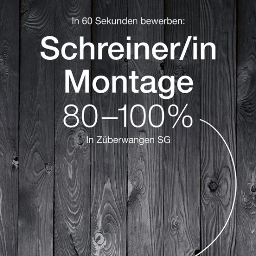 Schreiner/in – Montage 80 – 100% 🛠️🚪

Werde Teil unseres Teams und montiere Küchen, Badmöbel und Schränke. Wir bieten ein eigenes Montagefahrzeug, kontinuierliche Weiterbildungsmöglichkeiten und...