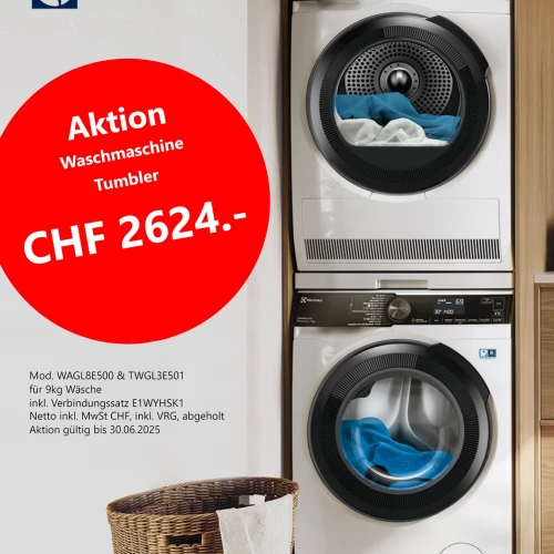 💥 Electrolux-Aktion bei Keller Züberwangen!
Waschmaschine WAGL8E500 & Tumbler TWGL3E501
für je 9kg Wäsche – inkl. Verbindungssatz.

👉 Zum Aktionspreis von CHF 2624.–
✔ inkl. MwSt. & VRG
✔...