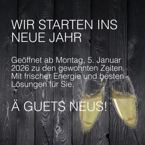 🎉✨ Willkommen im neuen Jahr! ✨🎉

Ein neues Jahr bedeutet neue Chancen, frische Ideen und spannende Projekte.
Wir freuen uns darauf, auch im neuen Jahr gemeinsam mit euch durchzustarten.

Ab dem 5....